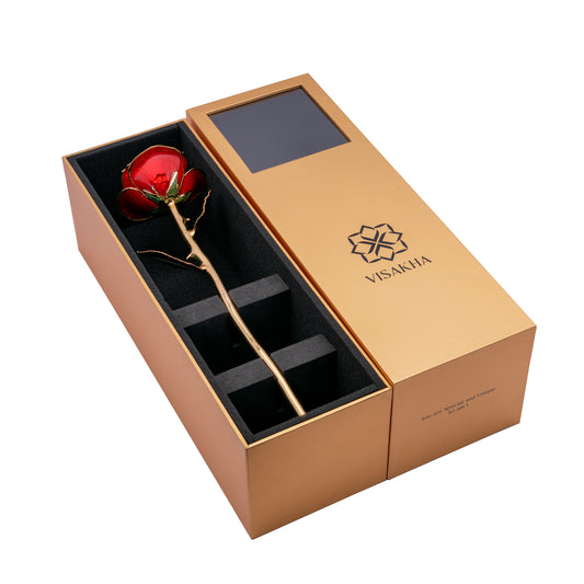 Crimsona, 24K Gold Dipped Natural Rose in Red – The Heartbeat of Forever